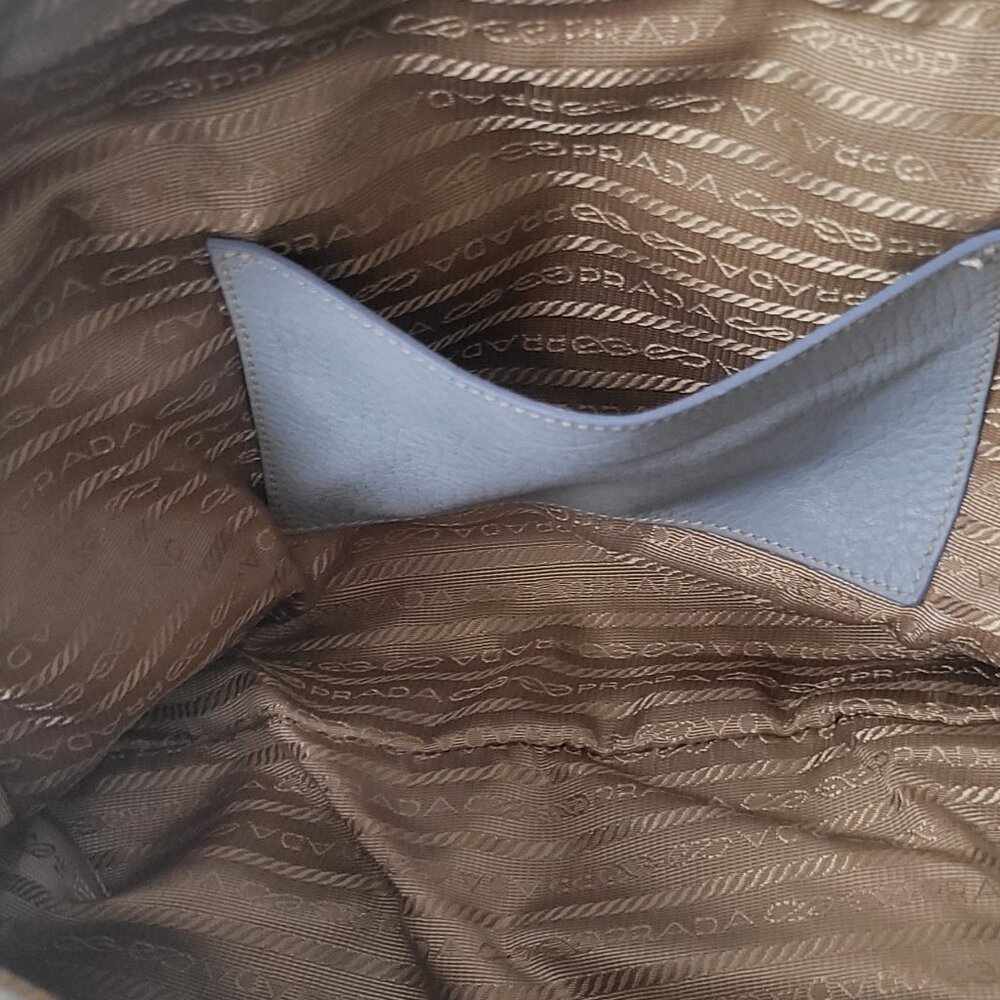 PRADA Light Blue Leather Bowler Handbag - Picture 13 of 16